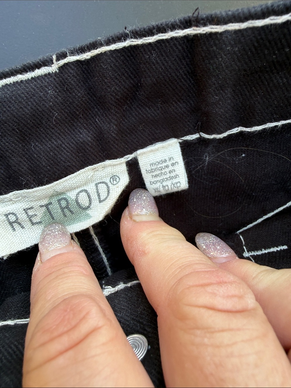 Retrod XS Men's Black Contrast-Stitch Workwear Jeans (27-28 waist) like new - Picture 5 of 13